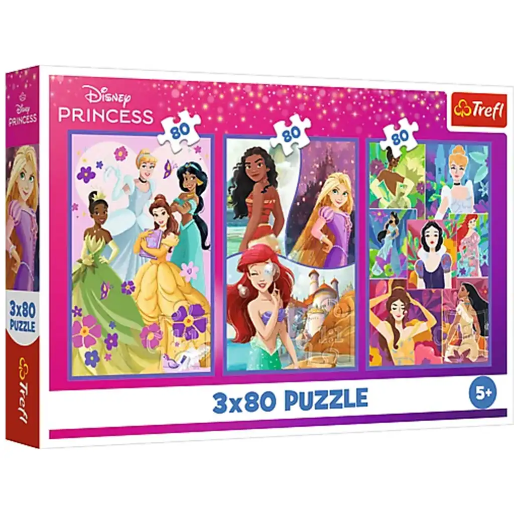 Disney hercegnő barátok 3x80db-os puzzle - Trefl