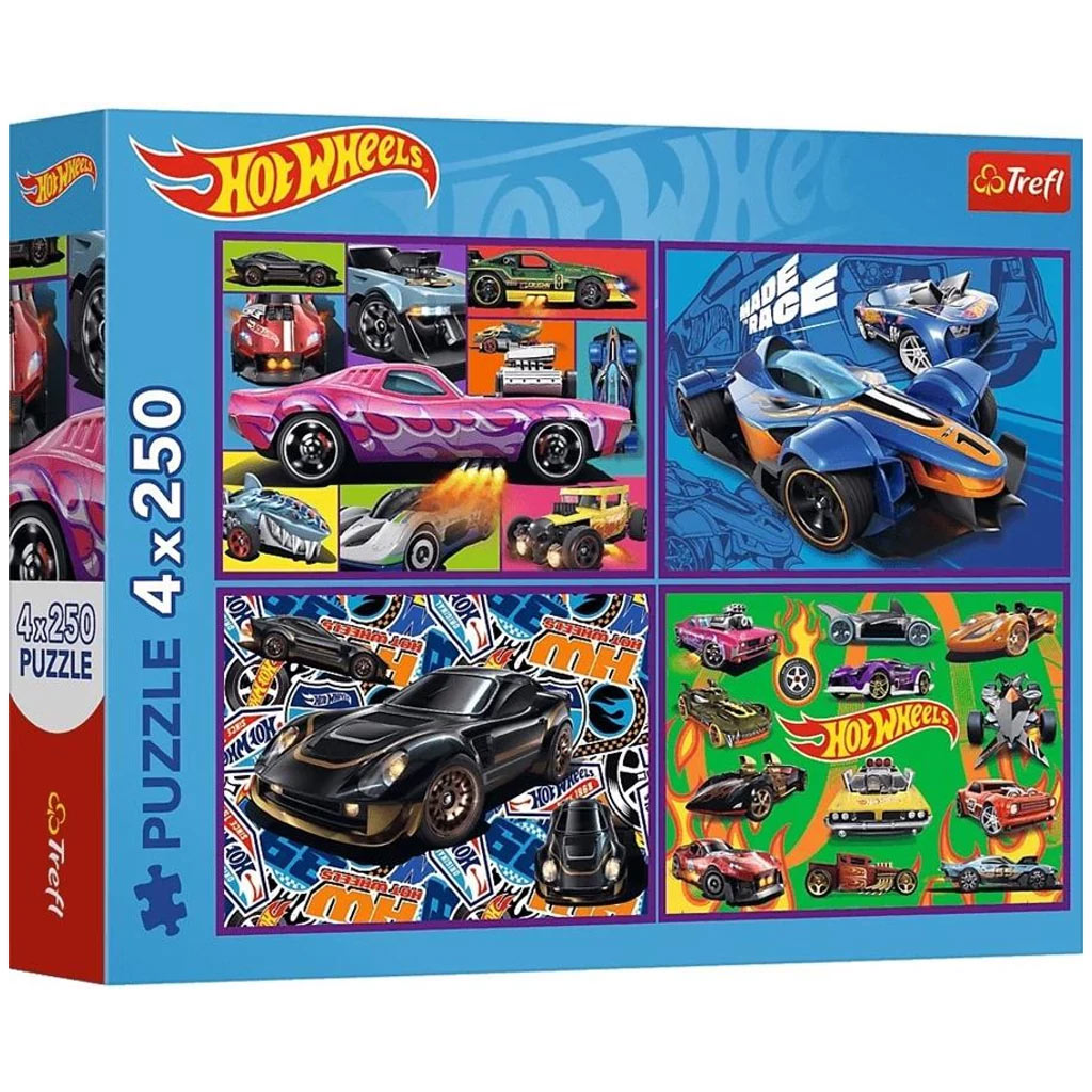 Hot Wheels versenyautók 4x250db-os puzzle - Trefl