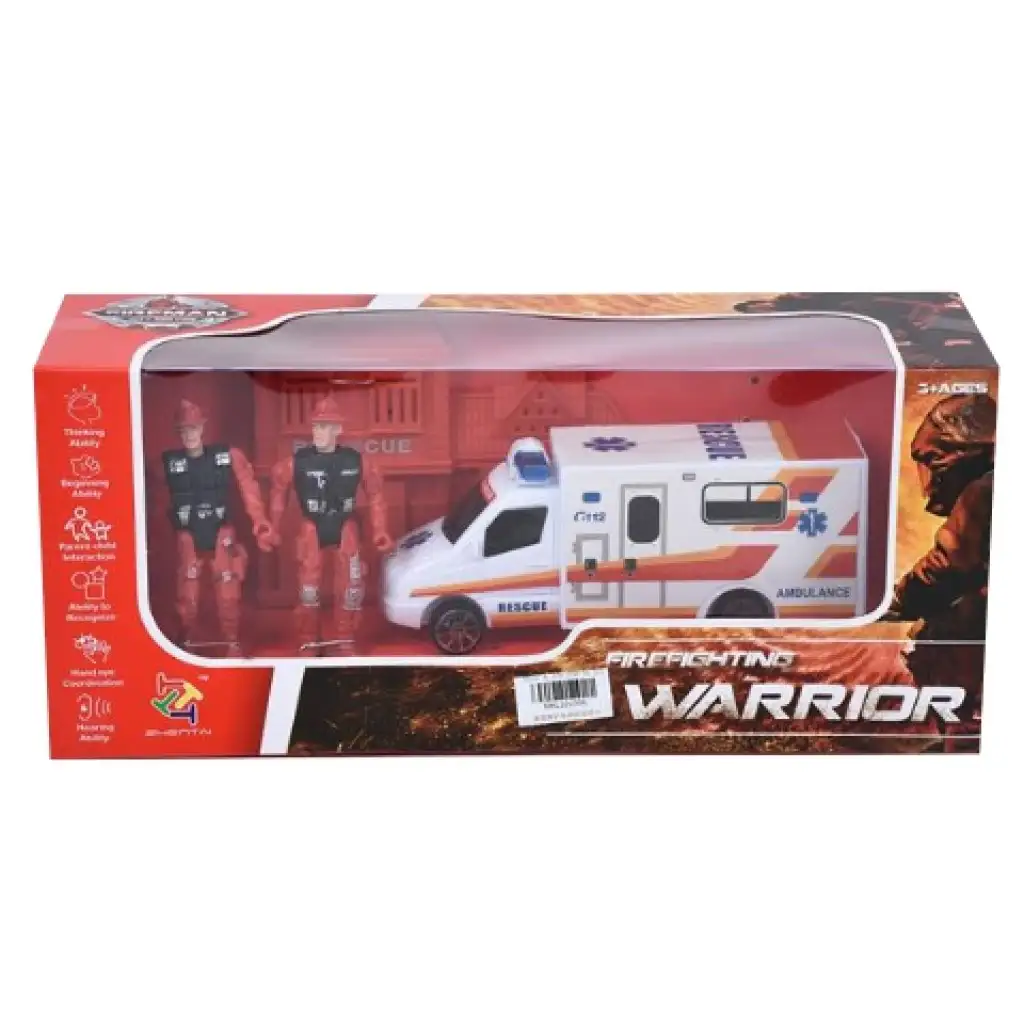 Tűzoltó játékszett autóval és 2db figurával