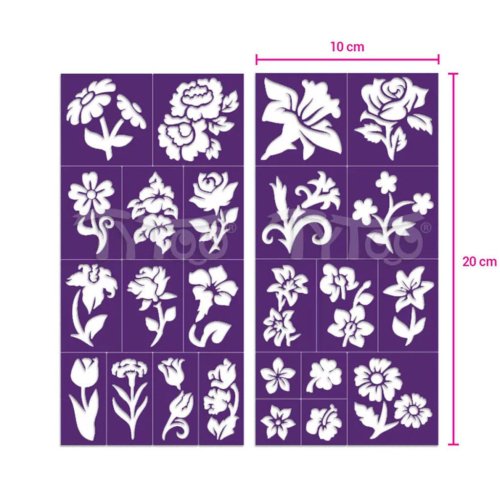 TyToo: Virágok csillámtetoválás sablon szett 24db kép 3