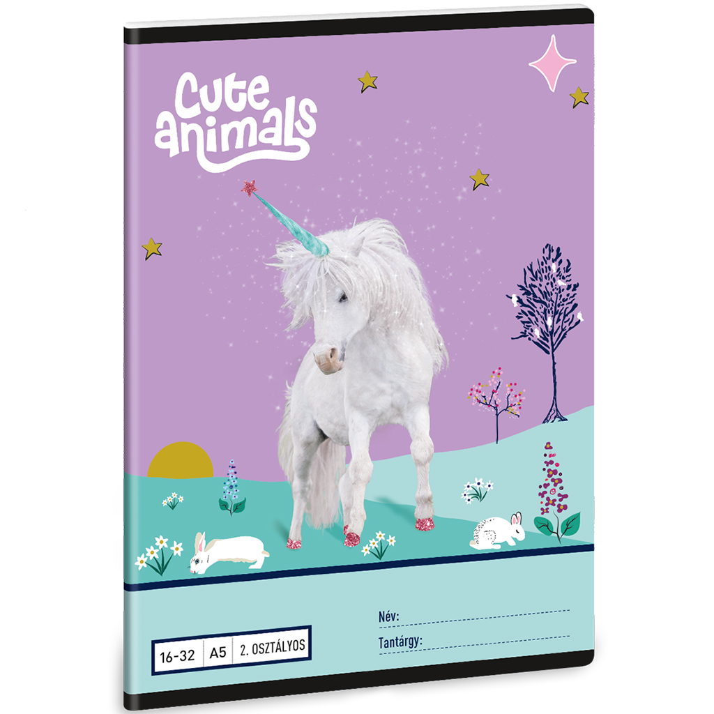 Ars Una: Cute Animals - Unikornis mintás 2. osztályos vonalas füzet A/5 16-32