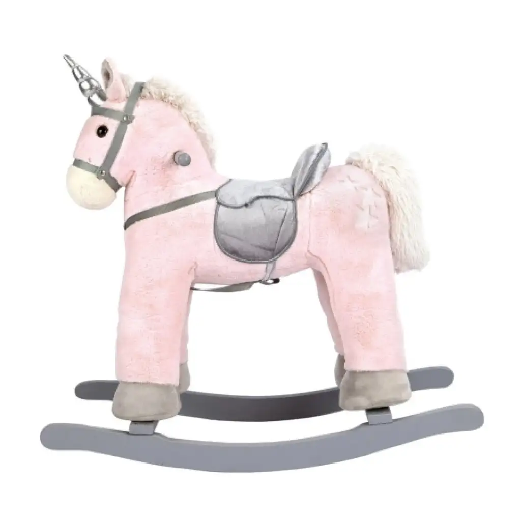 Rózsaszín fa unikornis hintaló 47cm-es