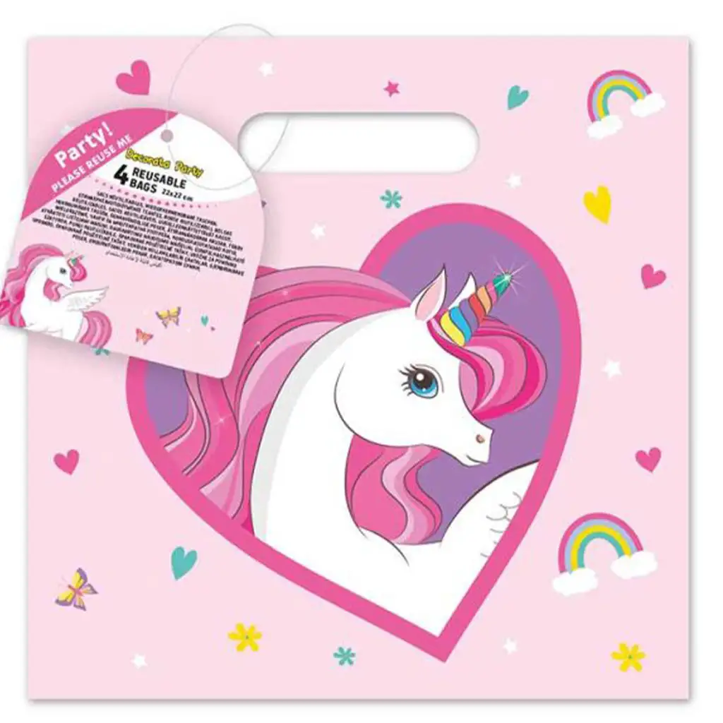 Unikornis mintás újrahasznosítható ajándéktáska 4db-os szett