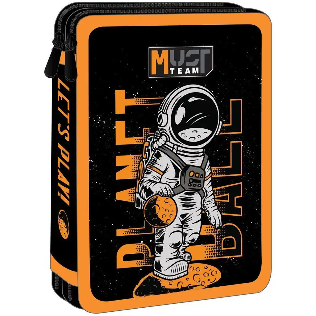 Luna: Must Team Űrhajós fekete-narancssárga 2 szintes töltött tolltartó