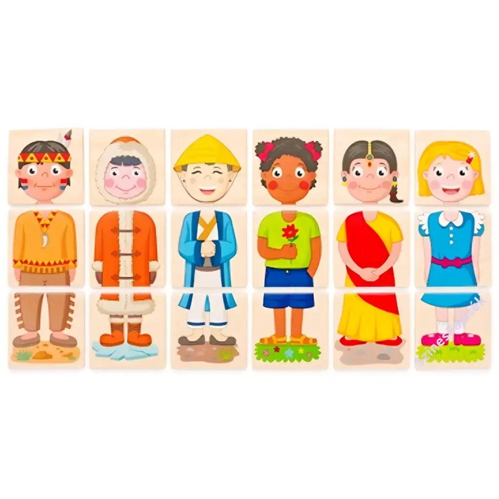 Foglalkozások fa kocka kirakó  - Woodyland kép 3