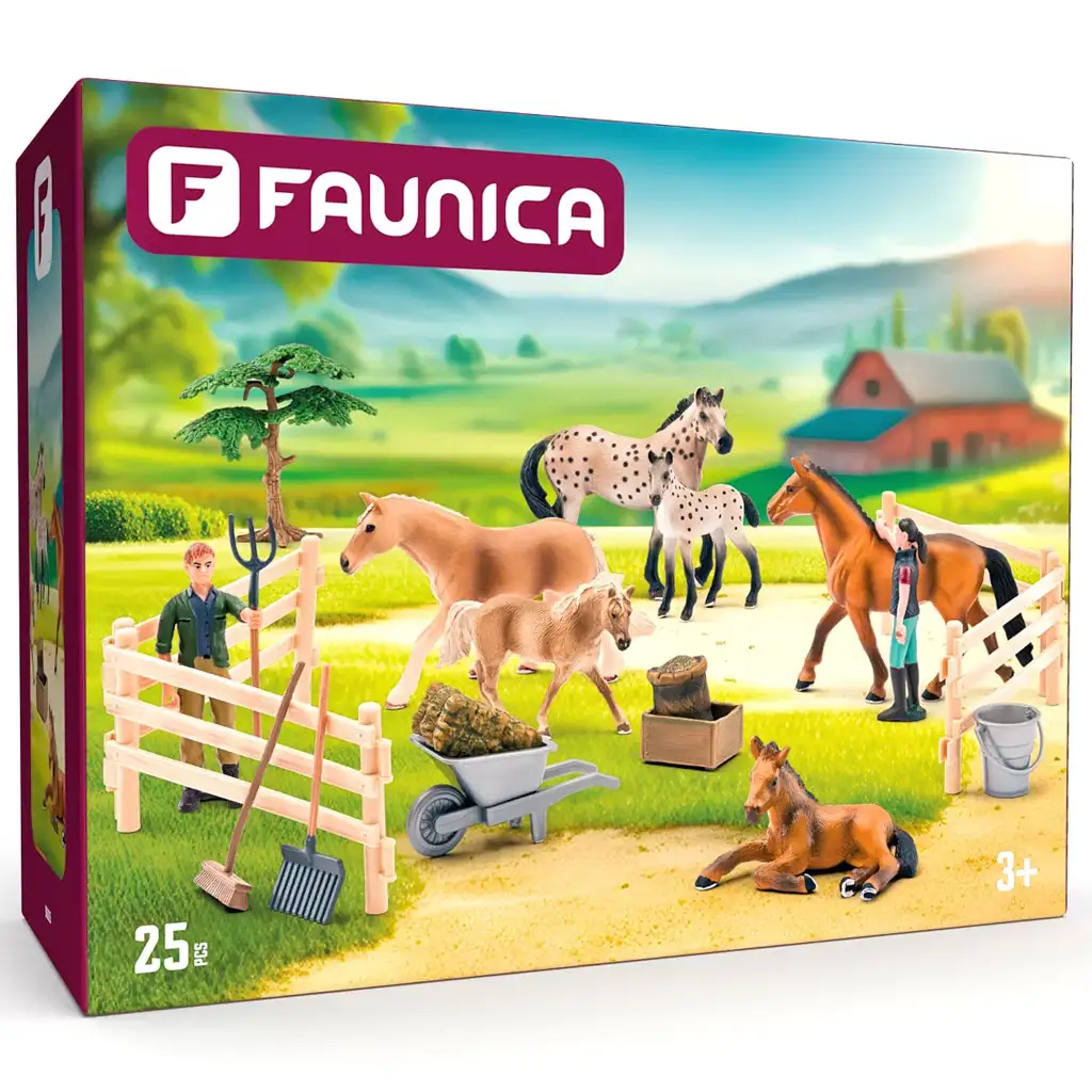 Faunica: 25db-os játékszett lovakkal - Woodyland