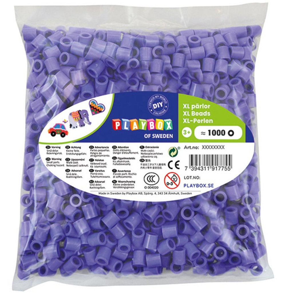 PlayBox: 9mm-es XL MIDI vasalható gyöngy 1000db-os csomag lila színben
