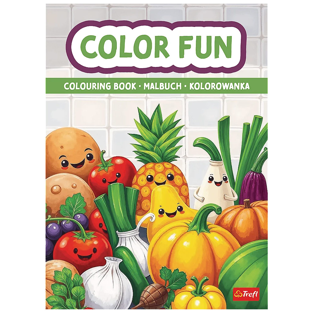 Vidám zöldségek és gyümölcsök kifestőkönyv - Trefl